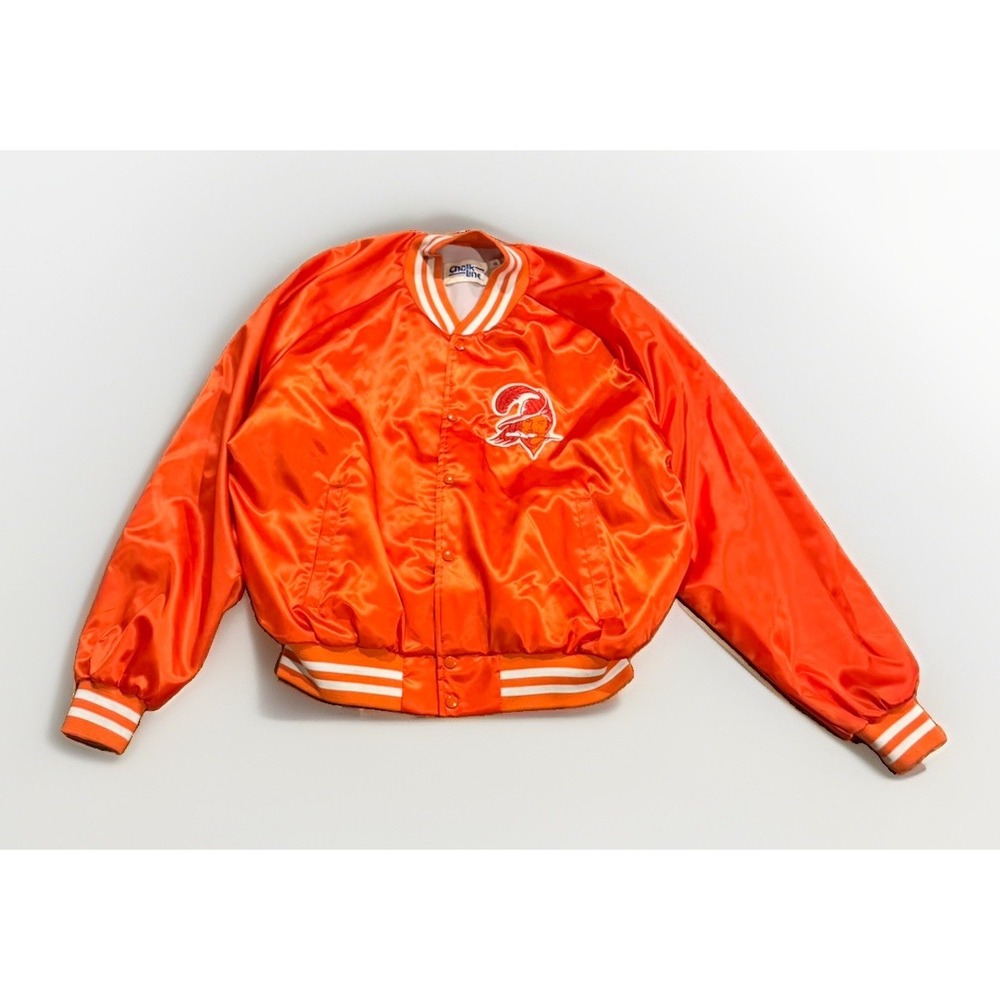 Vintage Tampa Bay Buccaneers Chalk Line Satin Bomber Jacket 2XL Creamsicle